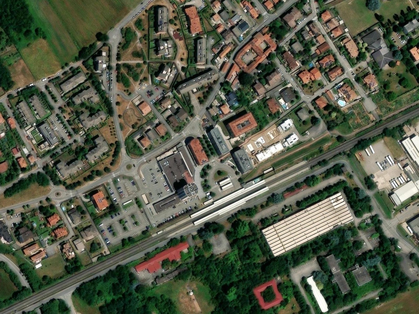 Vista satellitare della zona di Vini e Spuntini, davanti alla stazione di Pregnana Milanese