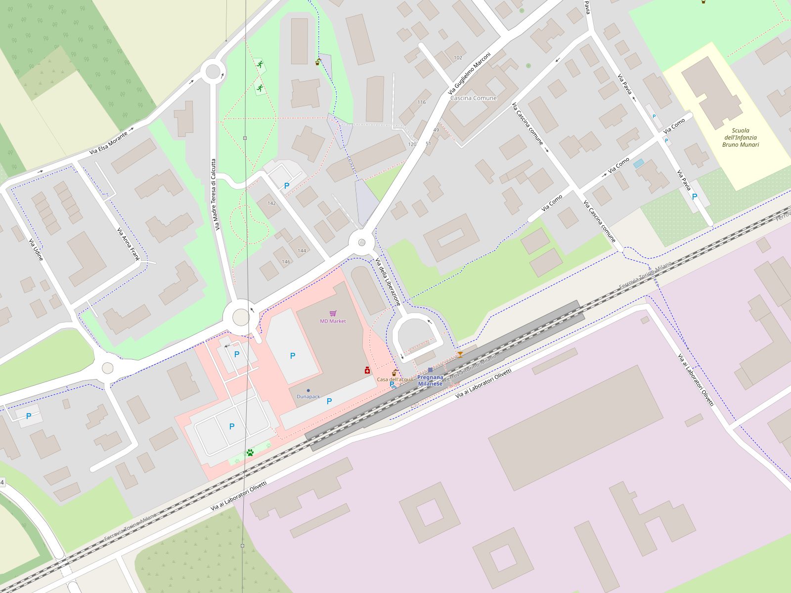 Mappa della zona di Vini e Spuntini, davanti alla stazione di Pregnana Milanese